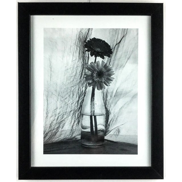 Vintage Set of 3 Framed Monotone Flower Bouquets in Glass Vases For Sale - Image 4 of 9