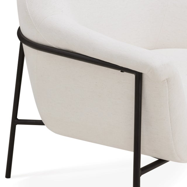 2020s Lua Cream Chenille Accent Chair For Sale - Image 5 of 9