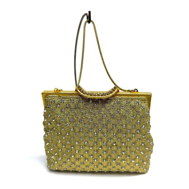 Vintage Gold Mesh Rhinestone Evening Purse by Walborg For Sale - Image 11 of 11