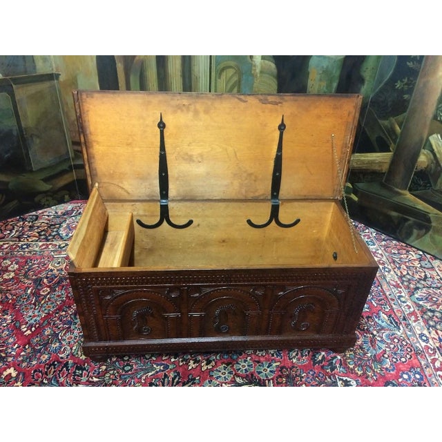 Vintage Blanket Chest, Seahorse Carved Trunk For Sale - Image 9 of 11