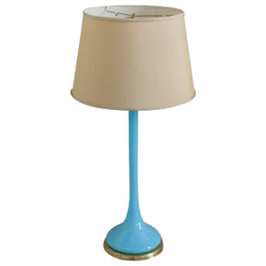 Midcentury Italian Blue Venetian Glass Lamp on Giltwood Base