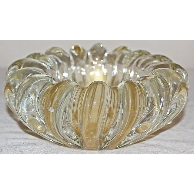 Modern 1970s Murano Venetian Gold Speckeled Bowl For Sale - Image 3 of 7