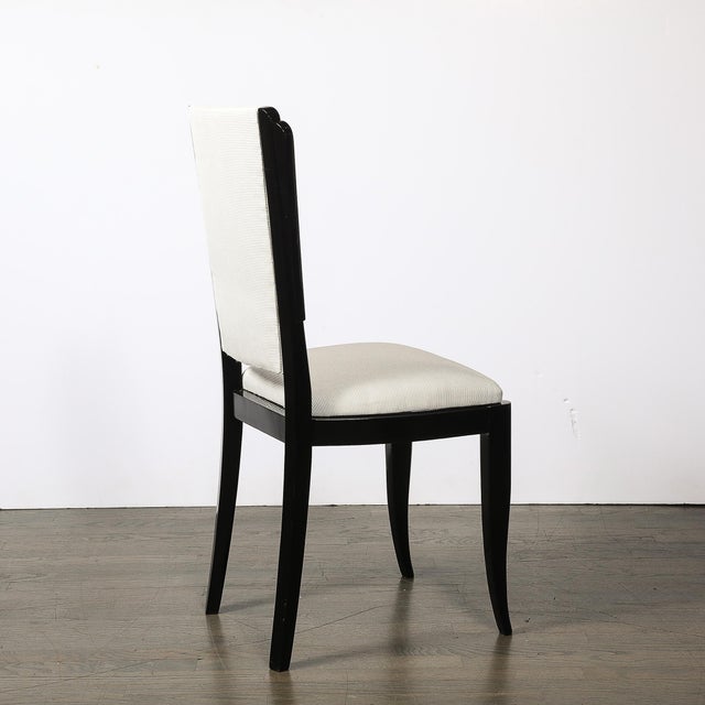Set of 6 Art Deco Skyscraper Black Lacquer & Off White Upholstery Dining Chairs For Sale - Image 16 of 16