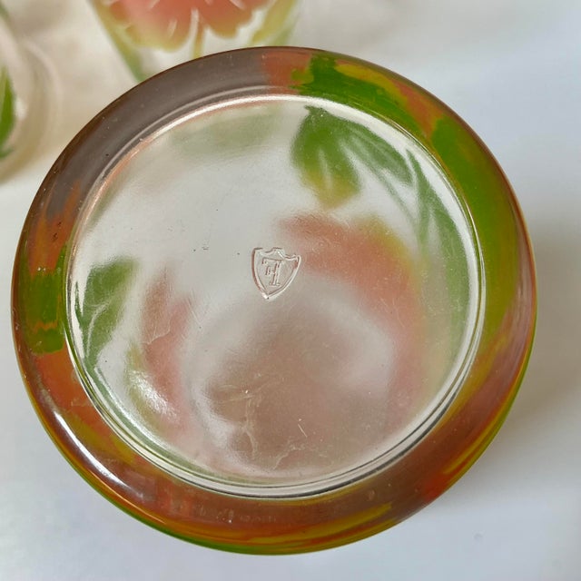 1950s Vintage Americana Boho Chic Federal Glass Company Coral Daisy Glassware -Set of 8 For Sale - Image 11 of 11