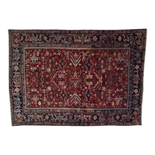 Antique Persian Heriz, 7'2" X 9'8" For Sale