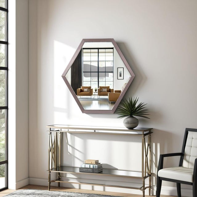 Gray Graphite Foil Hexagonal Mirror For Sale - Image 8 of 9