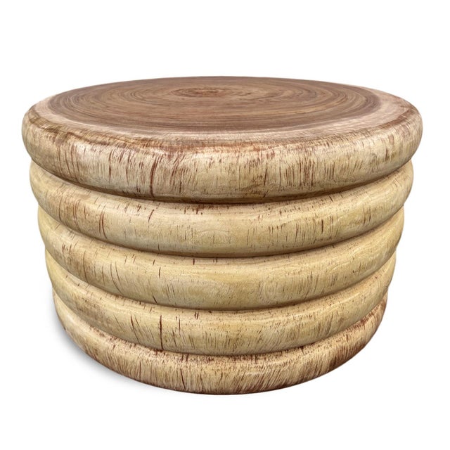 Contemporary Raw Ribbed Stack Coffee / Side Table For Sale - Image 3 of 8