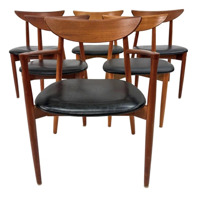 1960s Set of 4 Harry Østergaard Teak Dining Chairs for Randers Møbelfabrik, Including Armchair For Sale
