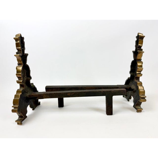 French Louis XV Style Bronze Andirons, 1800s, Set of 2 For Sale - Image 5 of 11