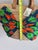 A Giselle Handwoven Straw Basket / Tote Featuring a Large Bow Made From Colorful Print and Brown Leather Shoulder Straps. For Sale - Image 10 of 12