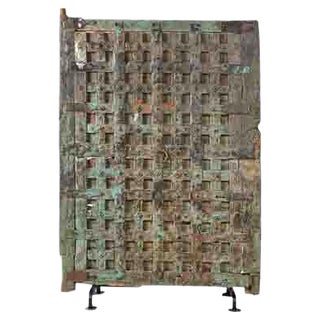 Weathered Wooden Door with Iron Casing For Sale