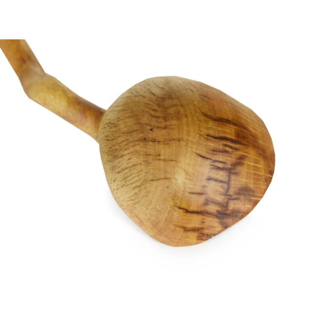 Mid 20th Century Vintage Large Hand Carved Wavy Curve Irregular Handle Spoon Ladle For Sale - Image 5 of 7