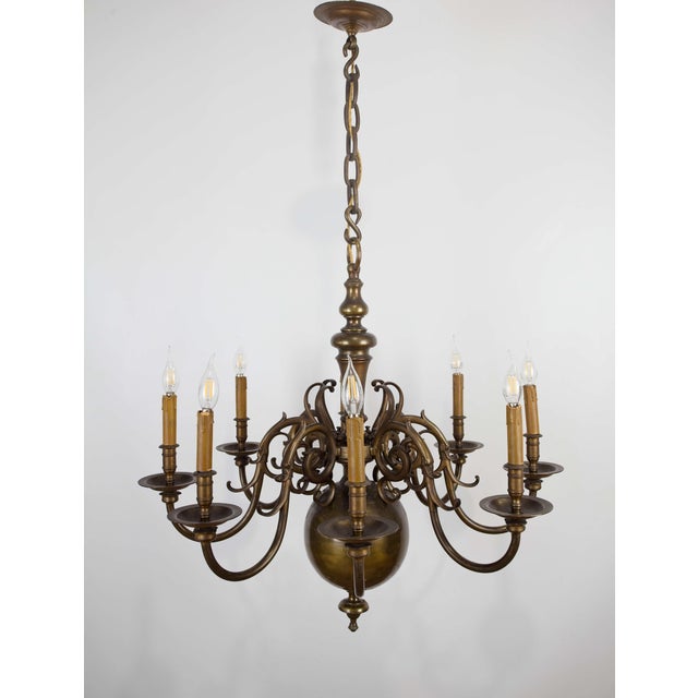 Antique 19th Century Dutch Bronze Chandelier with Eight Arms For Sale - Image 3 of 9
