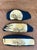 Mid-Century Modern Vintage Gold Leaf Face Pottery Stripes - Set of 3 For Sale - Image 3 of 12