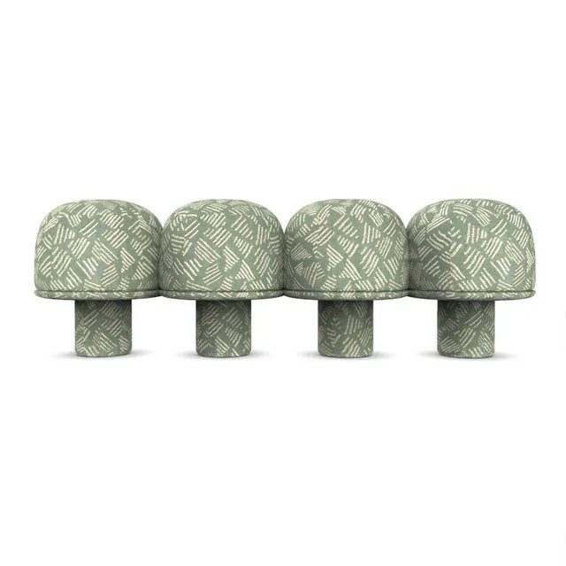 Wood Hygge Bench in Sea Glass Kuba Fabric by Saccal Design House for Collector For Sale - Image 7 of 7