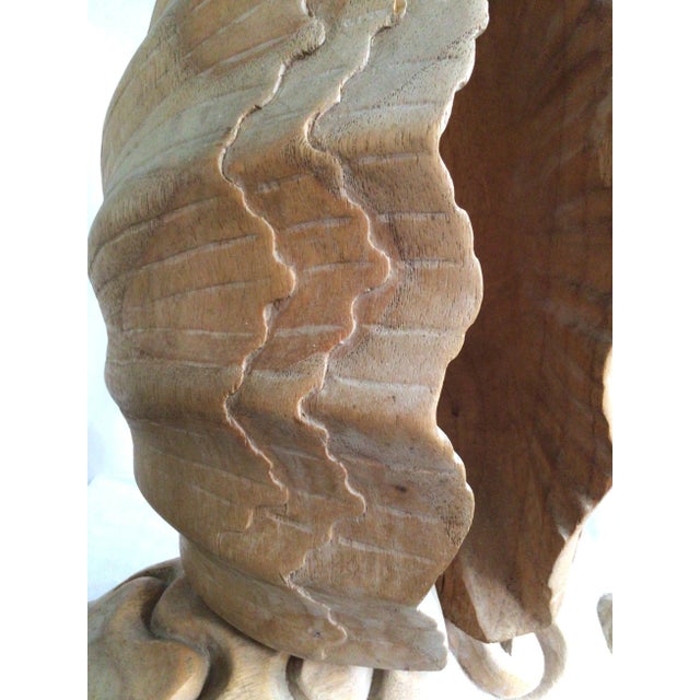 1950s Italian Carved Wood Folded Leaf Sculpture on Wood Base For Sale - Image 10 of 11
