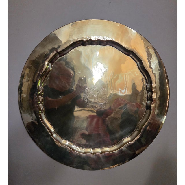 Exceptional vintage Ethan Allen hand-crafted solid brass tray. Epitomizing classic traditional elegance, this versatile...