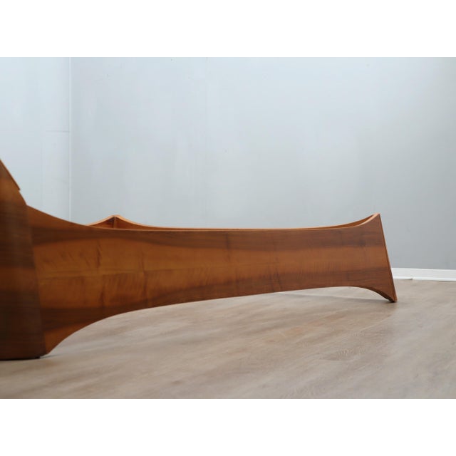 Wood Italian Curved Walnut Bed Frame with Storage Headboard, 1970s For Sale - Image 7 of 18