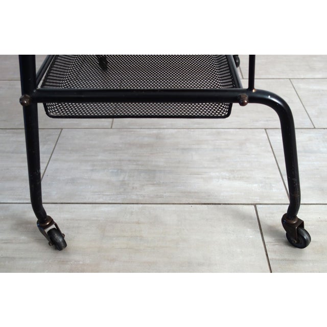 Vintage Orange Perforated Metal Serving Cart, 1950s For Sale - Image 12 of 13