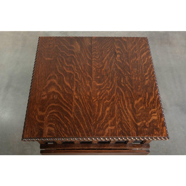 Wood Large Antique 19th Century English Oak Book Carousel with Reading Shelf and Details For Sale - Image 7 of 14