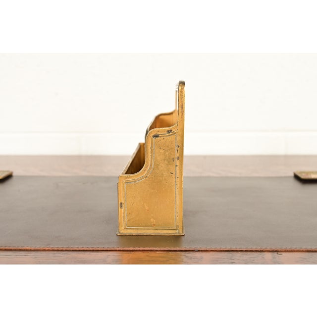 Bronze Tiffany Studios New York Bookmark Pattern Bronze Doré and Enamel Letter Rack For Sale - Image 8 of 13