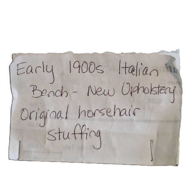 Early 20th Century Antique Upholstered Horsehair Stuffing Walnut Wood Bench For Sale - Image 9 of 17