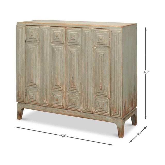 Antiqued Sage Accent Cabinet | Chairish