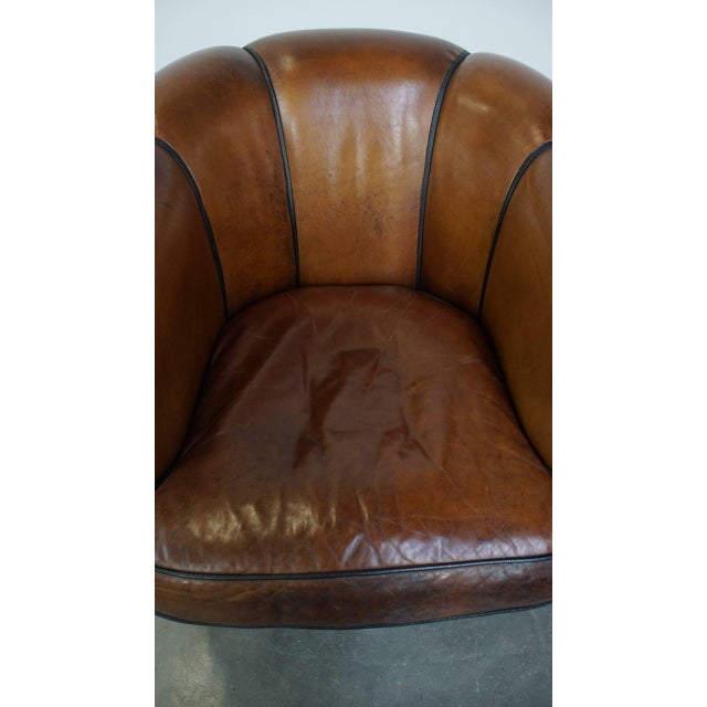 Cognac-Colored Leather Club Chair For Sale - Image 6 of 12