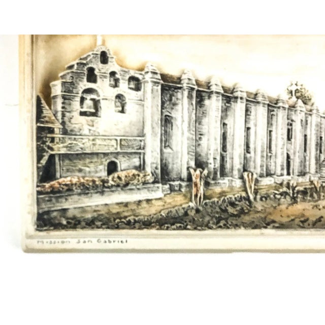 1970s Ivorex Vintage Sculpture Wall Art of Mission San Gabriel For Sale - Image 5 of 9