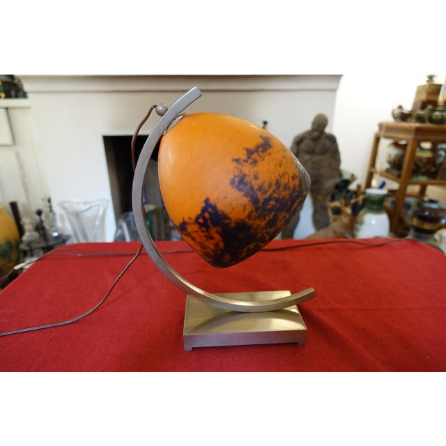 Black Art Deco Glass Paste Table Lamp from Noverdy, 1920s For Sale - Image 8 of 8