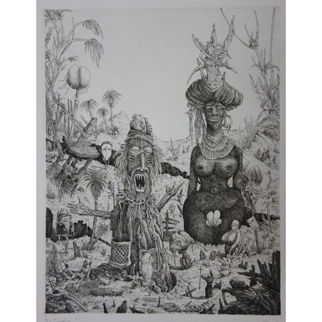 Miguel FRALEY Attempt Original etching Signed in pencil Numbered / 60 On 40 x 33 cm BFK Rives vellum Excellent condition...