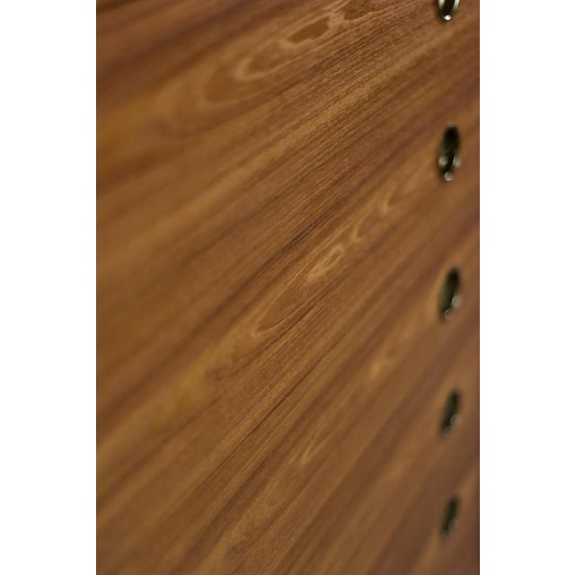 Mid-Century Danish Modern High Teak Highboy with Brass Handles, 1960s For Sale - Image 9 of 18