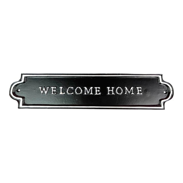 Contemporary Black White Metal Welcome Home Sign For Sale