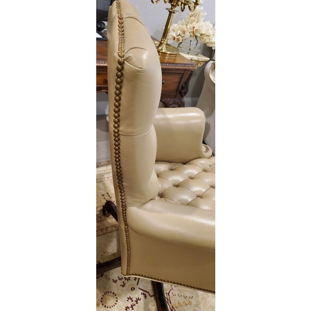 Traditional Our House Designs '144-S' Parchment (Golden Cream) Leather Swivel Desk Chair for Mastercraft / Neiman Marcus For Sale - Image 3 of 5