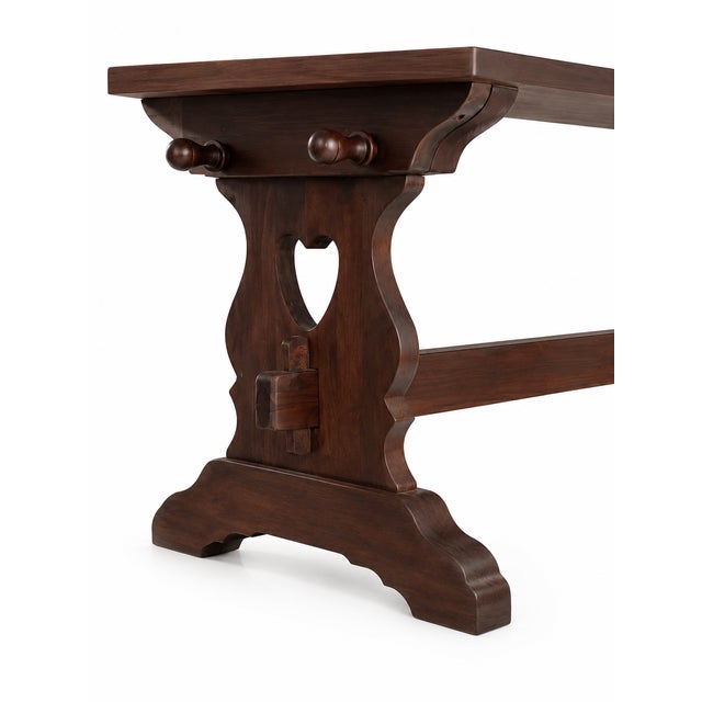 Antique Wood Trestle Dining Table For Sale - Image 4 of 4