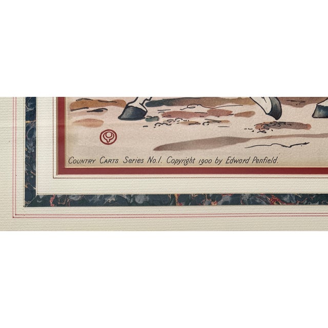Antique Equestrian Chromolithograph, Edward Penfield Exercising Cart Circa 1900, Framed For Sale - Image 4 of 6