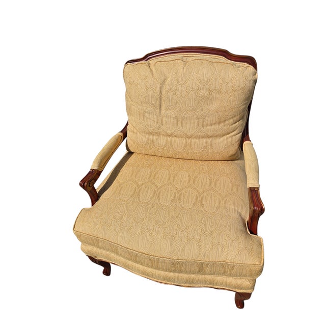 Light Yellow Thomasville TRS Furniture Inc. Armchair Regency Bergere Lounge Chair Louis XV For Sale - Image 8 of 15