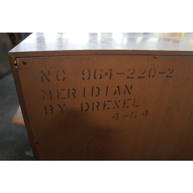 1960s Drexel Meridian Mid Century Modern Walnut China Display Cabinet Buffet Hutch For Sale - Image 14 of 14