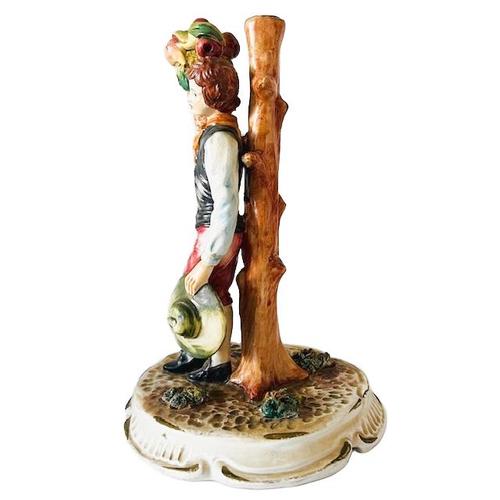 Blue Mid-Century Italian Young Man with Fruit Figurine from Bassano, 1950s For Sale - Image 8 of 11