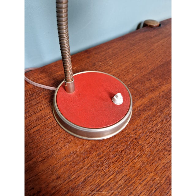 1950s Articulated Desk Lamp in Red Lacquered Metal, 1950s For Sale - Image 5 of 13