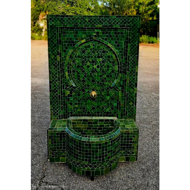 2020s Tamegroute Green Handmade Moroccan Mosaic Tile Fountain For Sale - Image 5 of 6