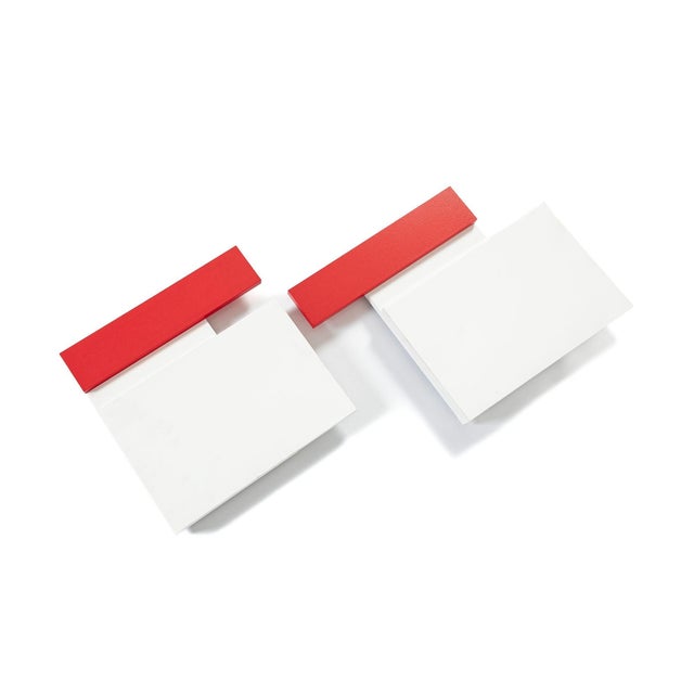 This original pair of geometric wall reliefs was created by contemporary artist Thomas Vinson in 2004 as part of his...