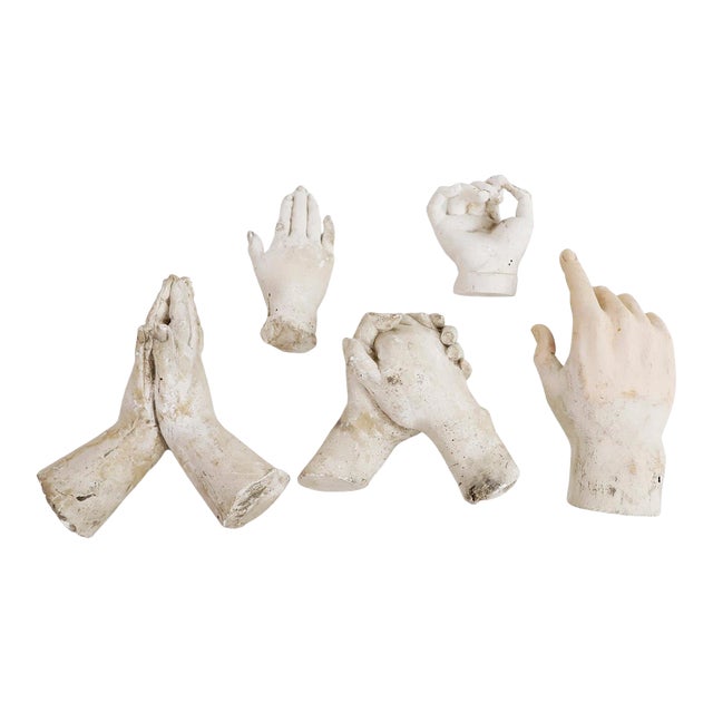 Early 20th Century Spanish Colonial Study Hands Saint Sculptures - Set of 5 For Sale