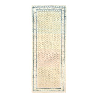 1970s Vintage Turkish Oushak Handmade Wool Cotton Orange Runner Rug For Sale