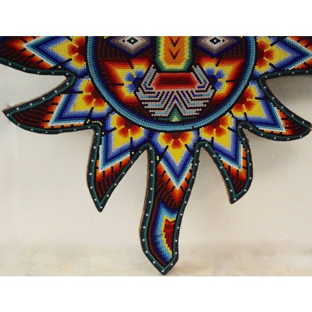 Native American Mexican Huichol Hand Beaded Sun Wall Decor For Sale - Image 3 of 7