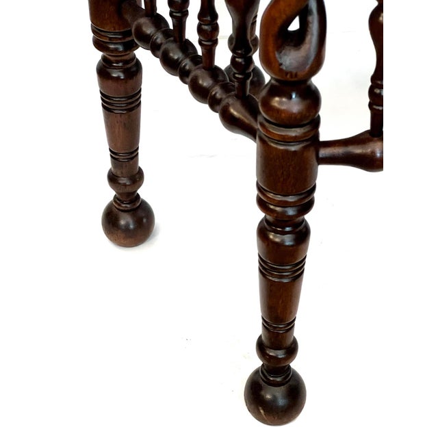 English Arts & Crafts Hexagonal Occasional Table With Openwork Barley Twist Body For Sale In San Francisco - Image 6 of 10