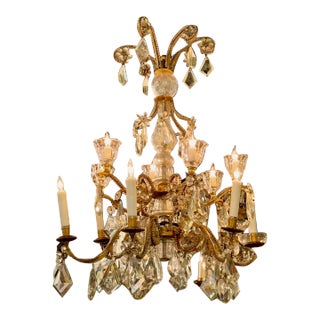 Early 20th Century French Maison Bagues Gilt Bronze and Crystal Chandelier For Sale