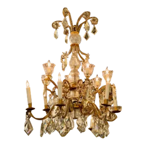 Early 20th Century French Maison Bagues Gilt Bronze and Crystal Chandelier