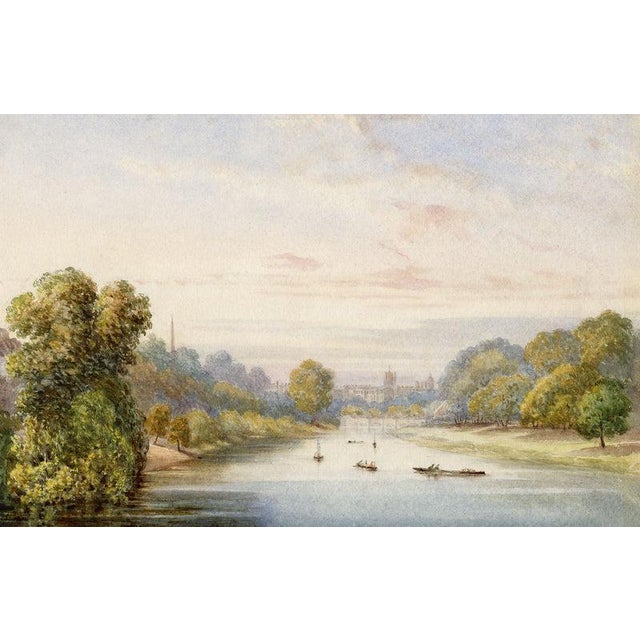An original late 19th-century watercolour painting – from the Bridge over the Serpentine, Looking to Kensington Palace,...