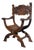Antique Renaissance Revival Savonarola Chair in Hand-Carved Oak For Sale